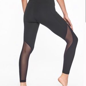 Athleta Salutation Mesh Black Pocket Tights small